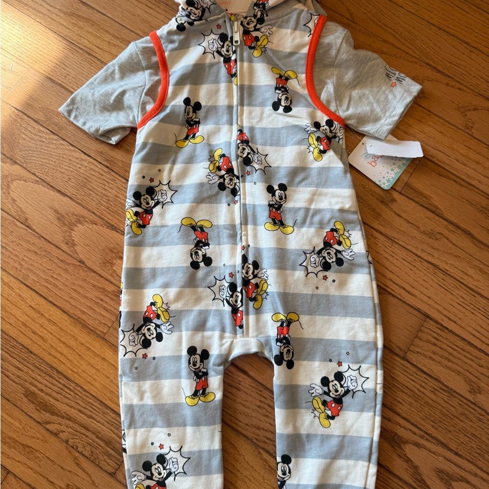 Disney Mickey Mouse Hooded 2 piece- Gray and Red